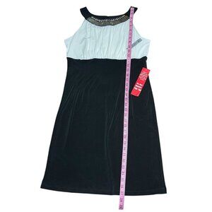 AA Studio Black & White Sleeveless Dress With Embellished Neckline - Size 10 -